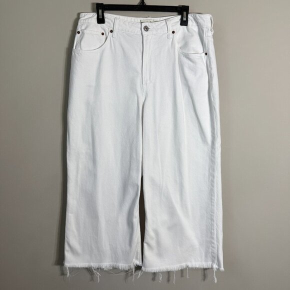 Abercrombie & Fitch Curve Love High Rise Cropped Wide Leg Jeans Womens 14S White - Picture 5 of 15